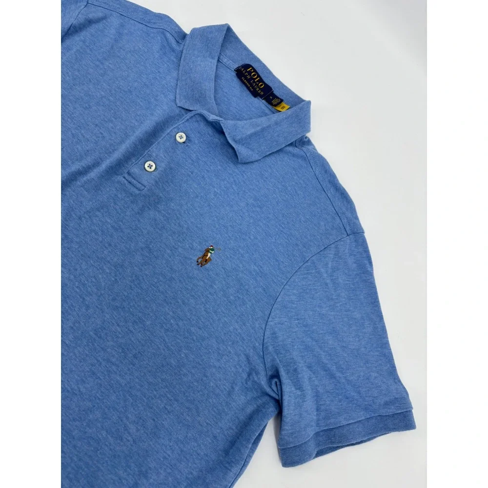 Polo Ralph Lauren Mens Classic Fit Short Sleeve Polo Shirt Blue Heather Medium